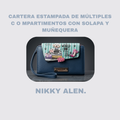 CARTERA ESTAMPADA DE MÚLTIPLES COMPARTIMENTOS CON SOLAPA Y MUÑEQUERA (BLUE))